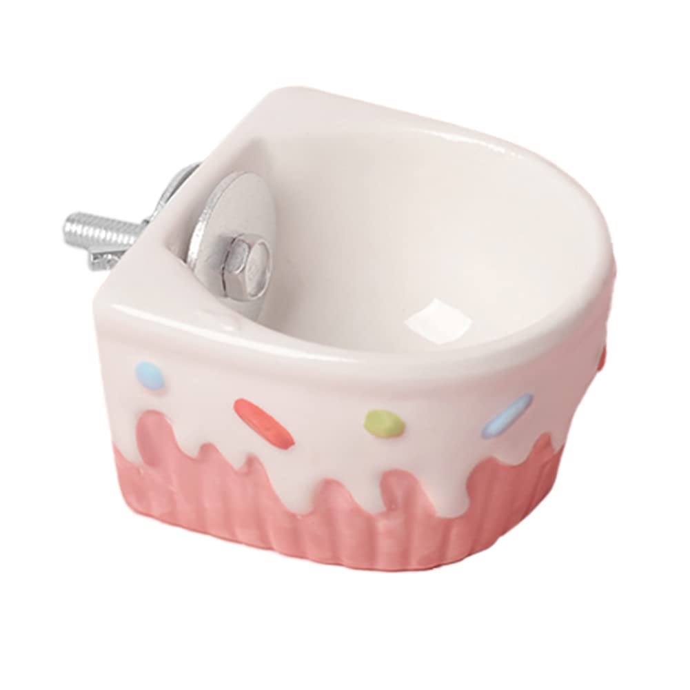 Amazon | fuu 小動物用 陶器のえさ水入れ 金具付き スイーツ柄 小